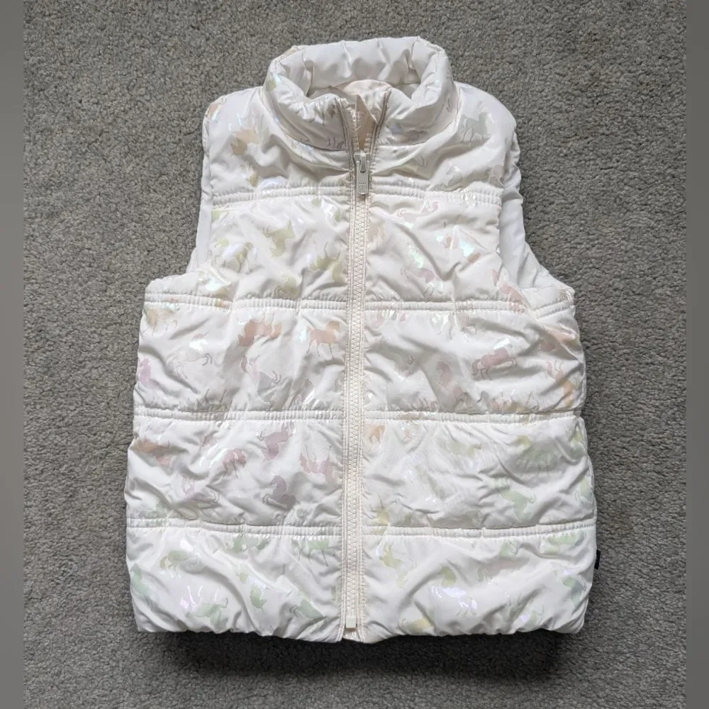 Gap White Iridescent Unicorn Vest size 5